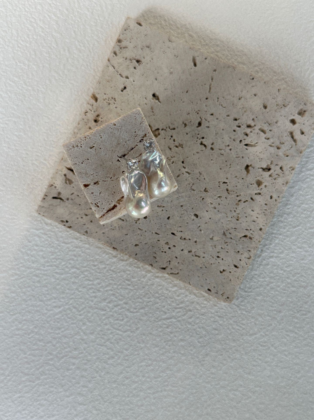 Baroque Pearl Zircon Stud Earrings
