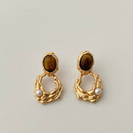Gembea Jewelry Tiger Eye Stone Pearl Earrings