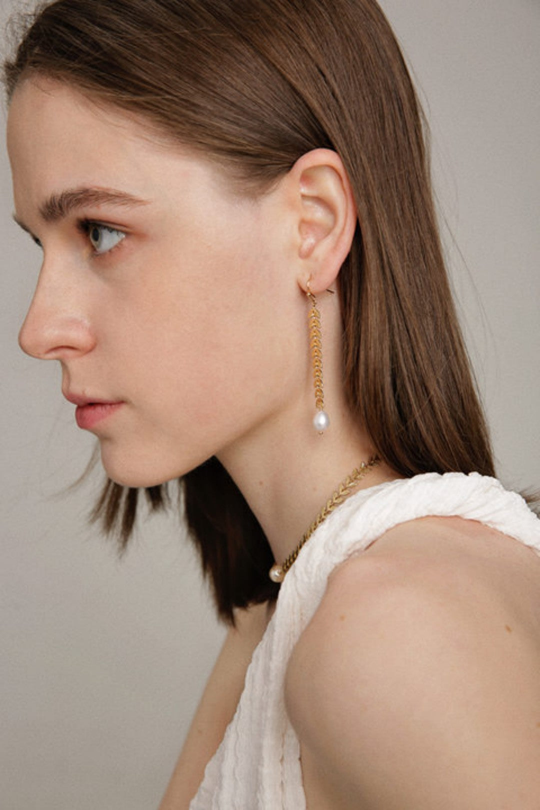 Gembea Jewelry Love and the City Leaf Pearl Earrings