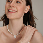 Gembea JewelryLove Pendant Shaped Baroque Pearl Beaded Necklace