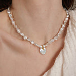 Gembea JewelryLove Pendant Shaped Baroque Pearl Beaded Necklace