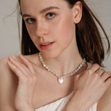 Gembea JewelryLove Pendant Shaped Baroque Pearl Beaded Necklace