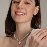 Gembea JewelryLove Pendant Shaped Baroque Pearl Beaded Necklace
