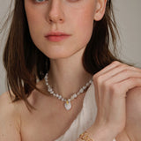 Gembea JewelryLove Pendant Shaped Baroque Pearl Beaded Necklace