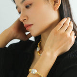 Metal Bean natural Baroque pearl Bracelets - Gembea Jewelry