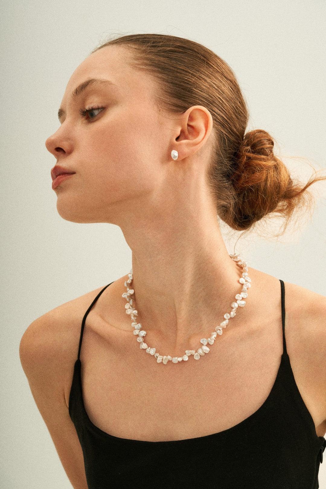 Small Baroque Pearl Beaded Necklace - Gembea Jewelry