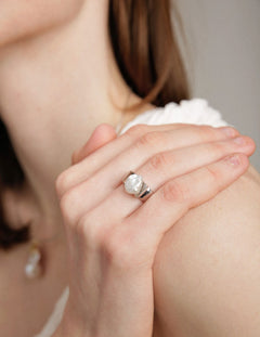 Gembea Jewelry Irregular Baroque Pearl Wide Sterling Silver Ring