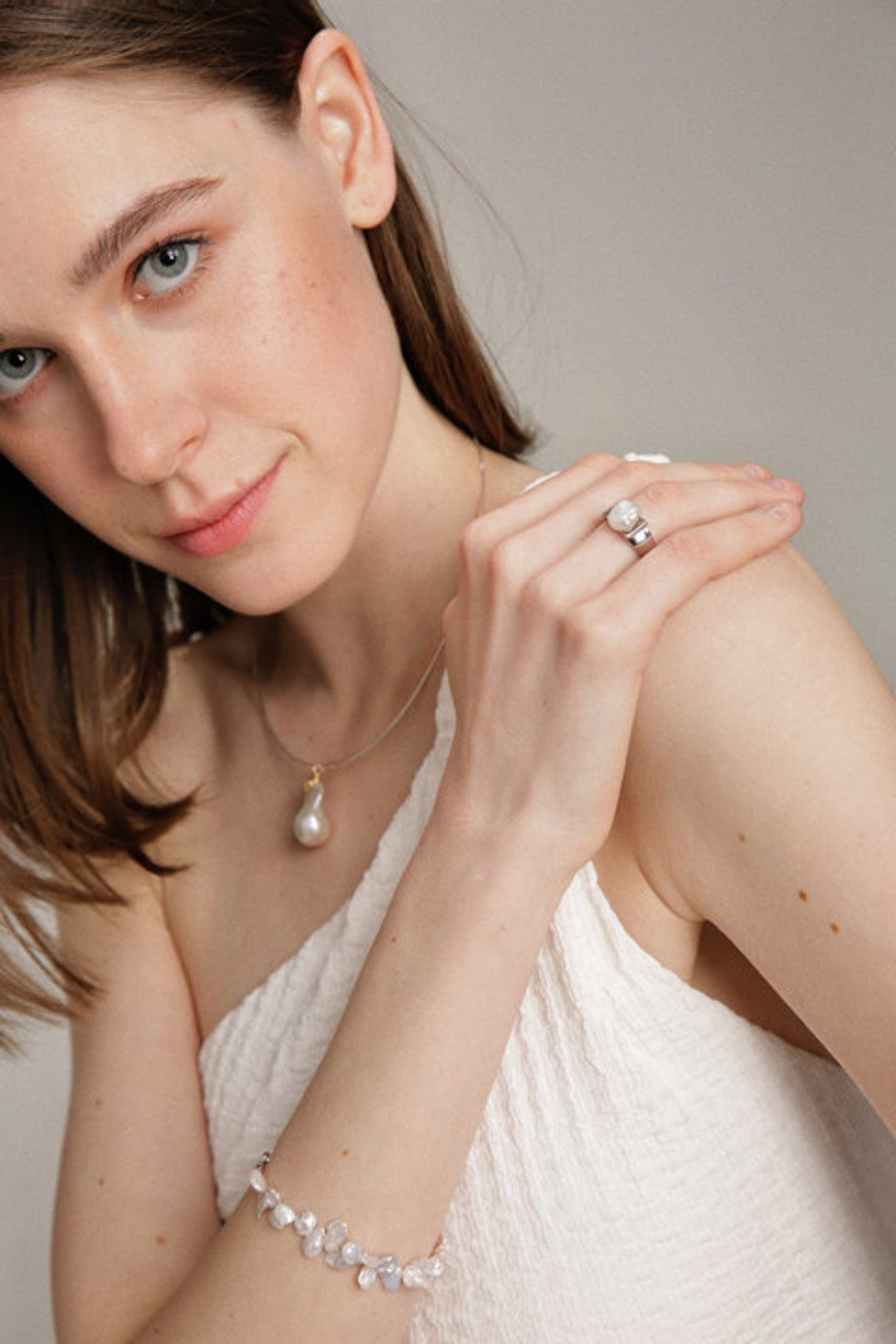 Gembea Jewelry Irregular Baroque Pearl Wide Sterling Silver Ring