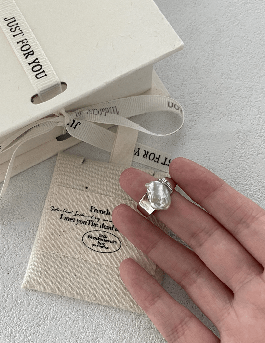 Irregular Baroque Pearl Wide Sterling Silver Ring - Gembea Jewelry