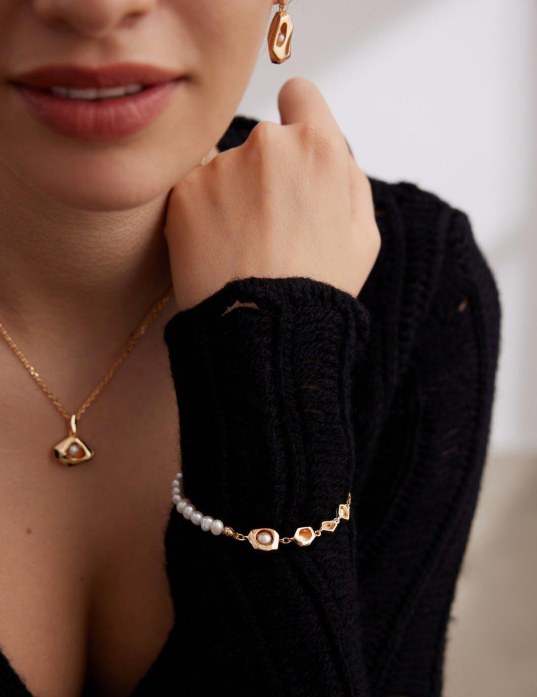 Irregular Diamond Chain and Pearl Bracelets - Gembea Jewelry