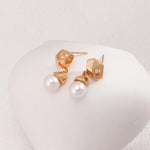 Irregular Diamond Pearl Earrings Drop - Gembea Jewelry
