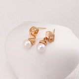Irregular Diamond Pearl Earrings Drop - Gembea Jewelry