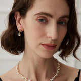 Irregular Diamond Pearl Earrings Drop - Gembea Jewelry