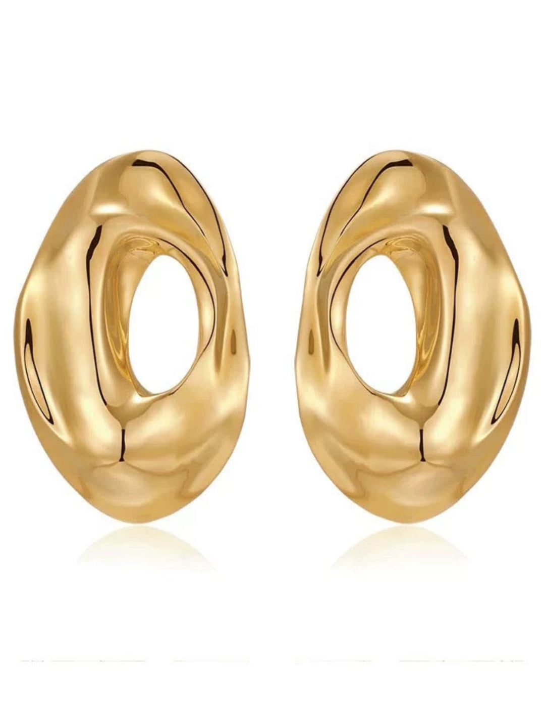 Irregular Geometric Cutout Metal Earrings gembea jewelry