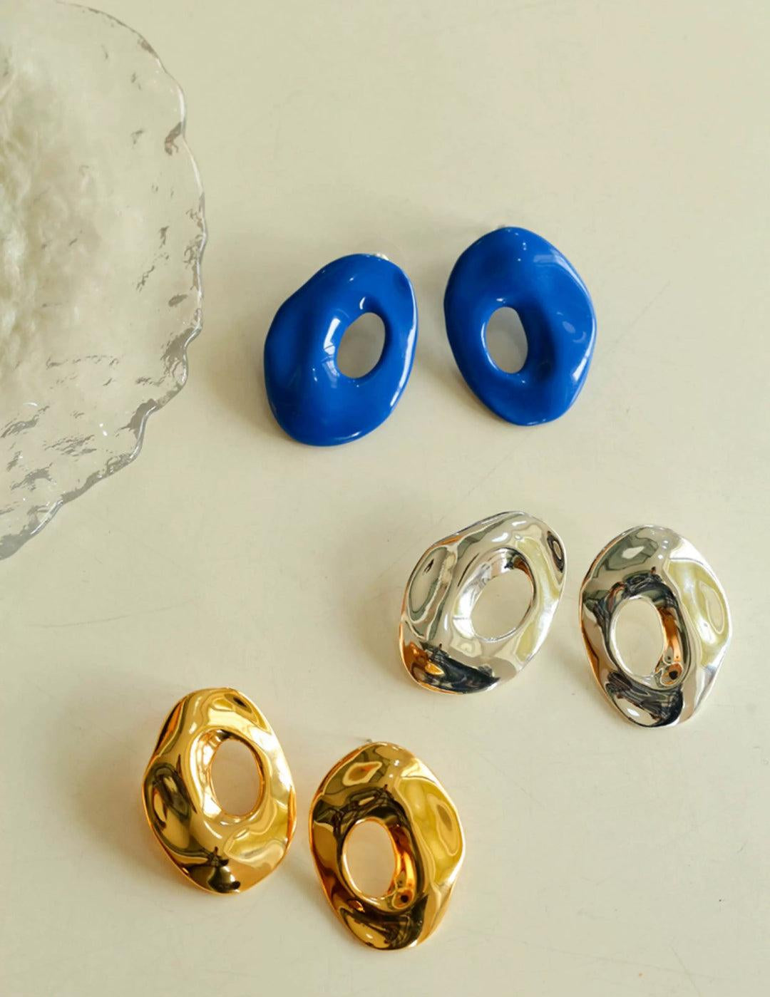 Irregular Geometric Cutout Metal Earrings - Gembea Jewelry