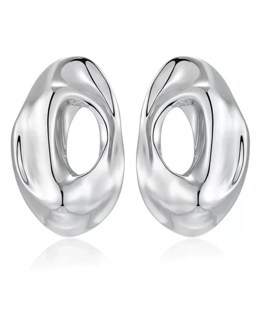 Irregular Geometric Cutout Metal Earrings gembea jewelry