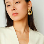 Irregular Geometric Cutout Metal Earrings - Gembea Jewelry