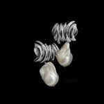 Irregular Geometric Metallic Baroque Pearl Earrings