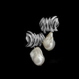 Irregular Geometric Metallic Baroque Pearl Earrings