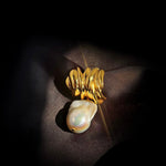 Irregular Geometric Metallic Baroque Pearl Earrings