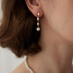 Irregular Long Pendant Retro Pearl Earrings - Gembea Jewelry
