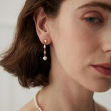 Irregular Long Pendant Retro Pearl Earrings - Gembea Jewelry