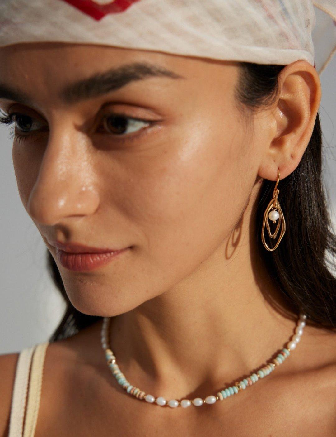 Irregular Natural Freshwater Pearl Earrings - Gembea Jewelry