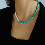 Irregular Turquoise Freshwater Pearl Necklace - Gembea Jewelry