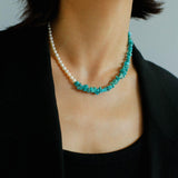 Irregular Turquoise Freshwater Pearl Necklace - Gembea Jewelry