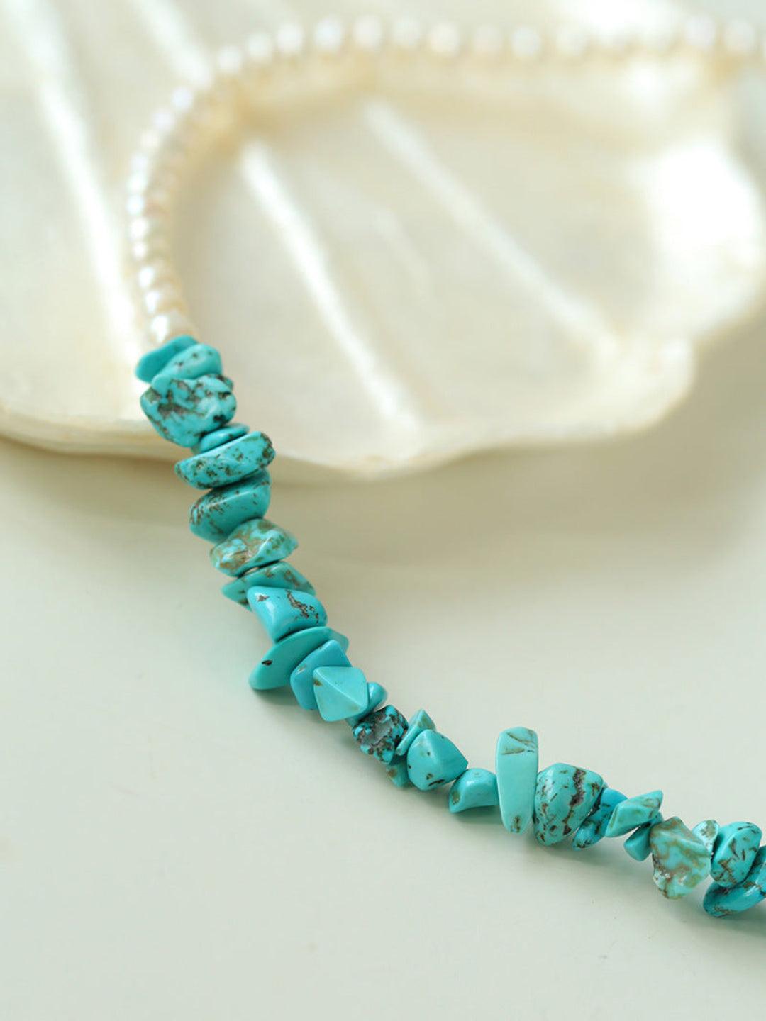 Irregular Turquoise Freshwater Pearl Necklace - Gembea Jewelry
