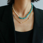 Irregular Turquoise Freshwater Pearl Necklace - Gembea Jewelry