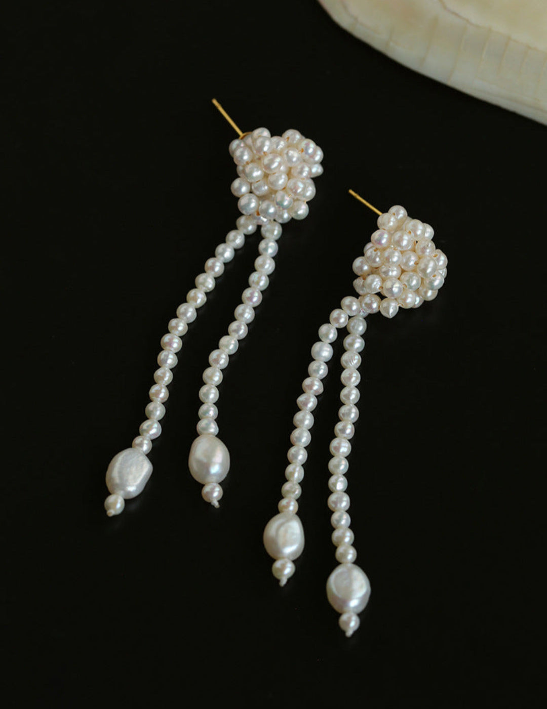 Gembea Jewelry Knotted Hand-woven Pearl Earrings
