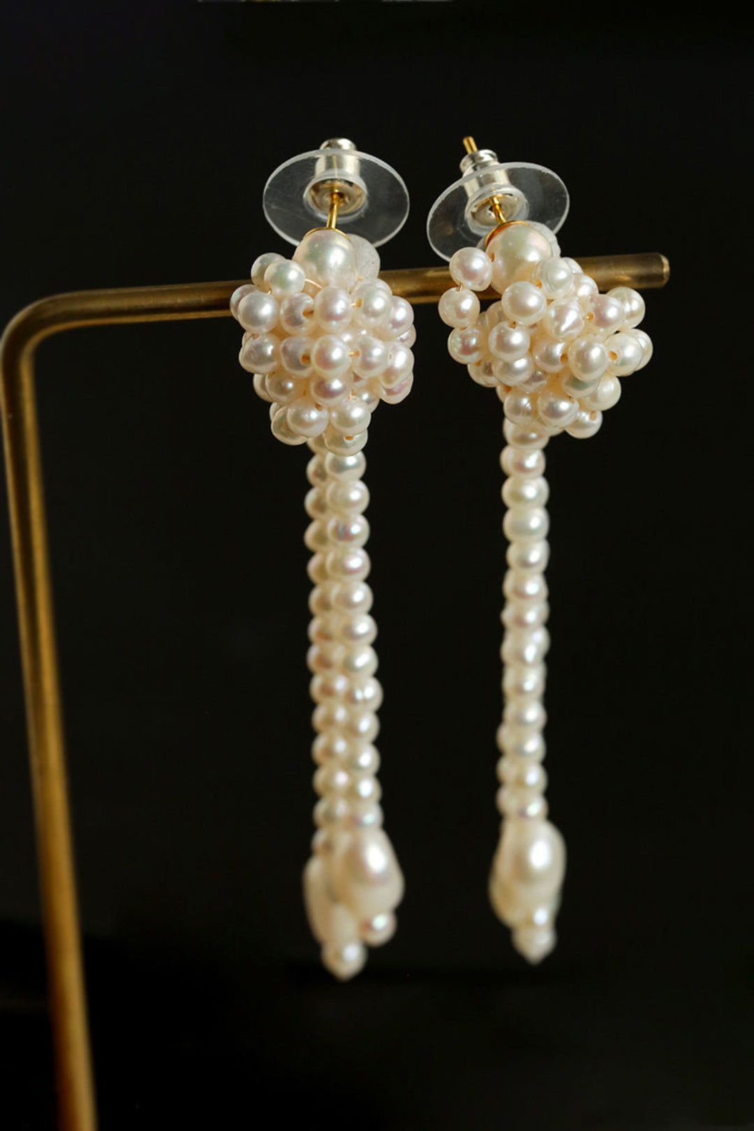 Gembea Jewelry Knotted Hand-woven Pearl Earrings