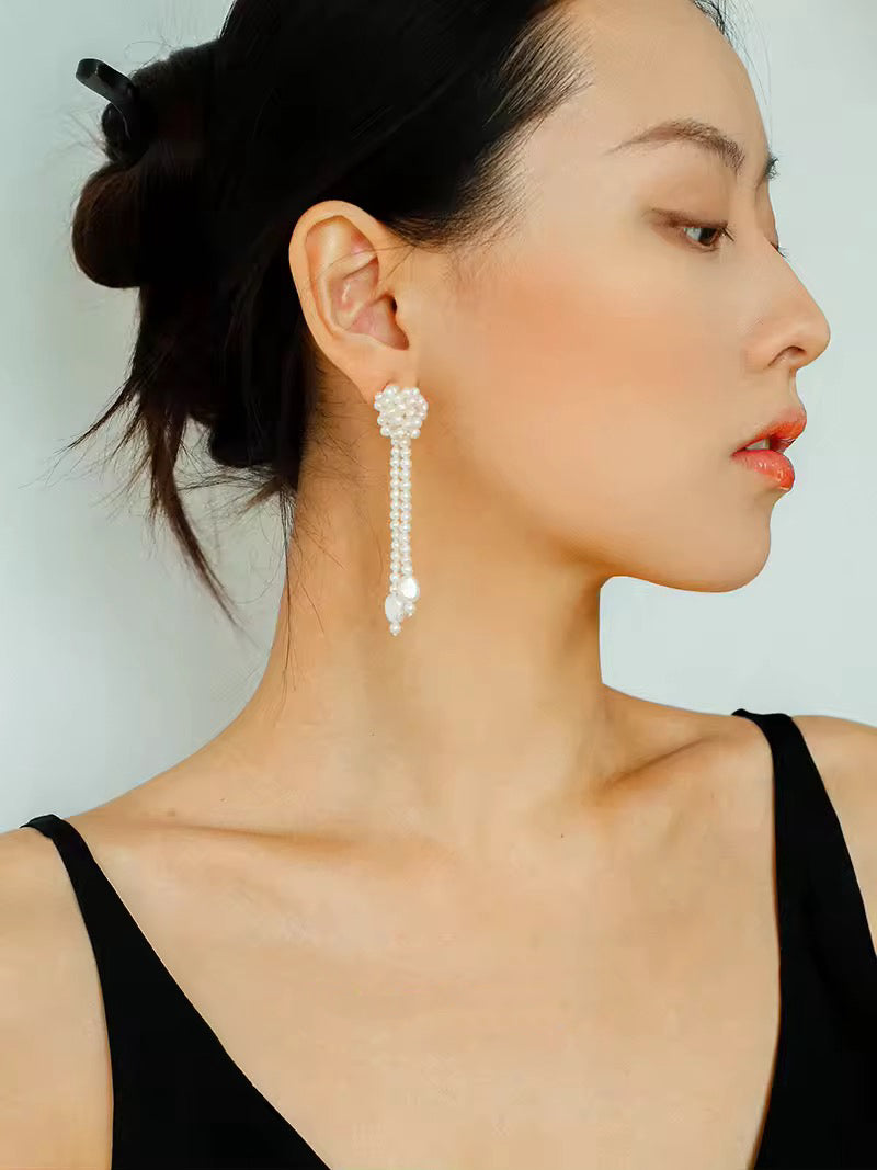 Knotted Hand-woven Pearl Earrings gembea jewelry