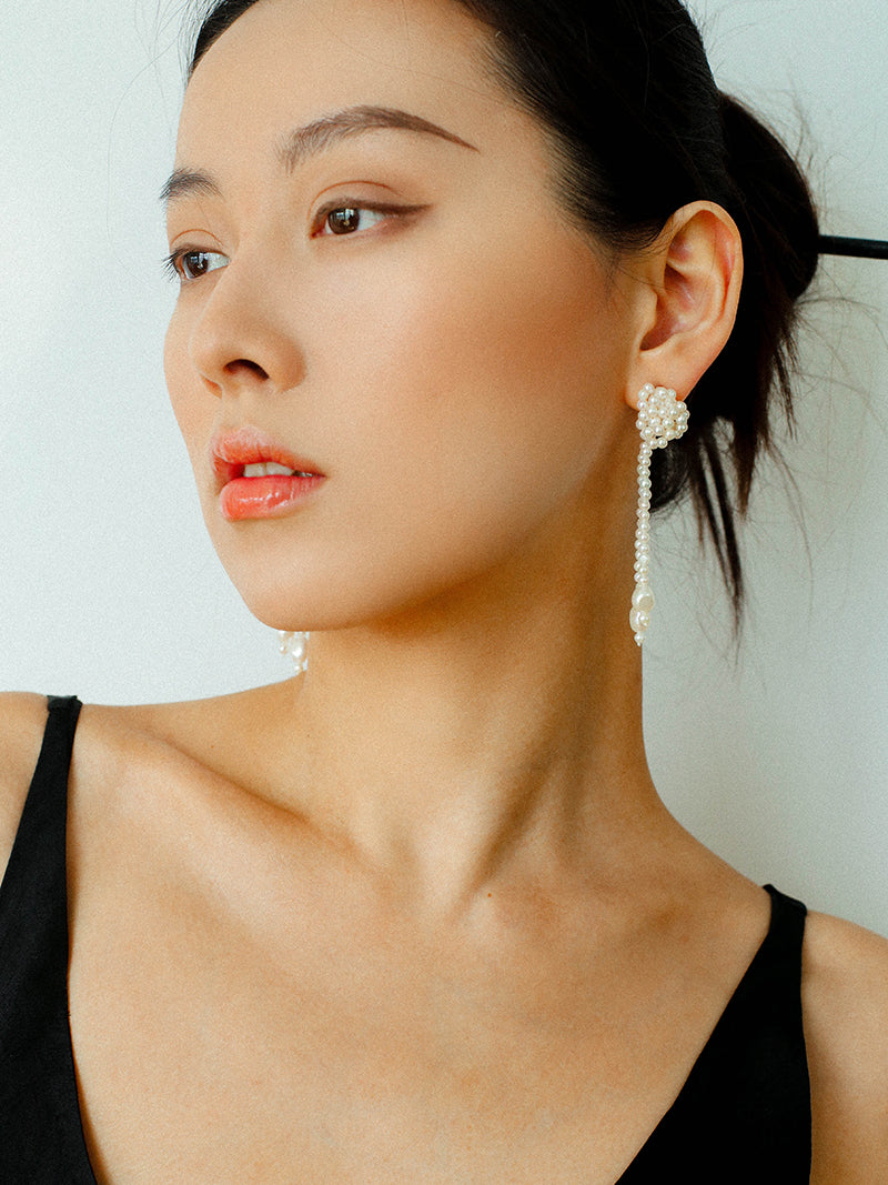 Knotted Hand-woven Pearl Earrings gembea jewelry