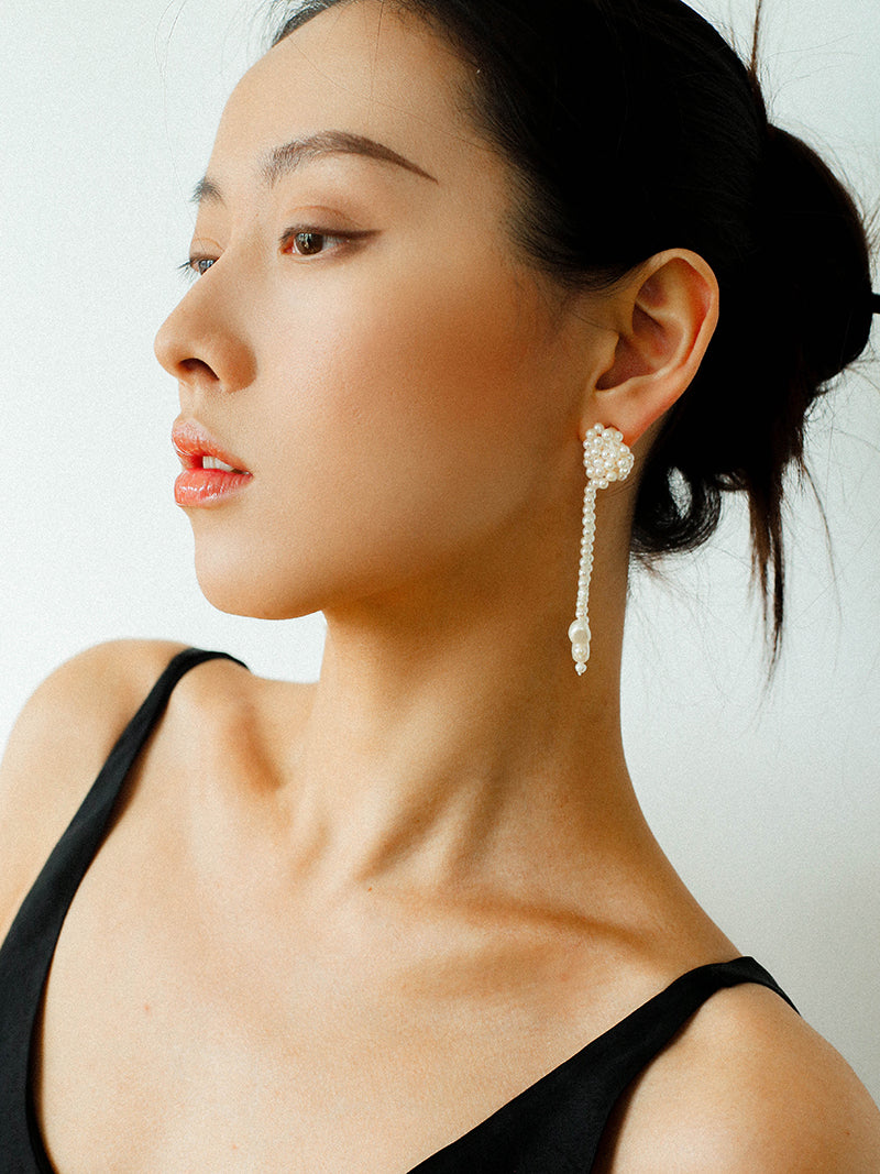 Knotted Hand-woven Pearl Earrings gembea jewelry