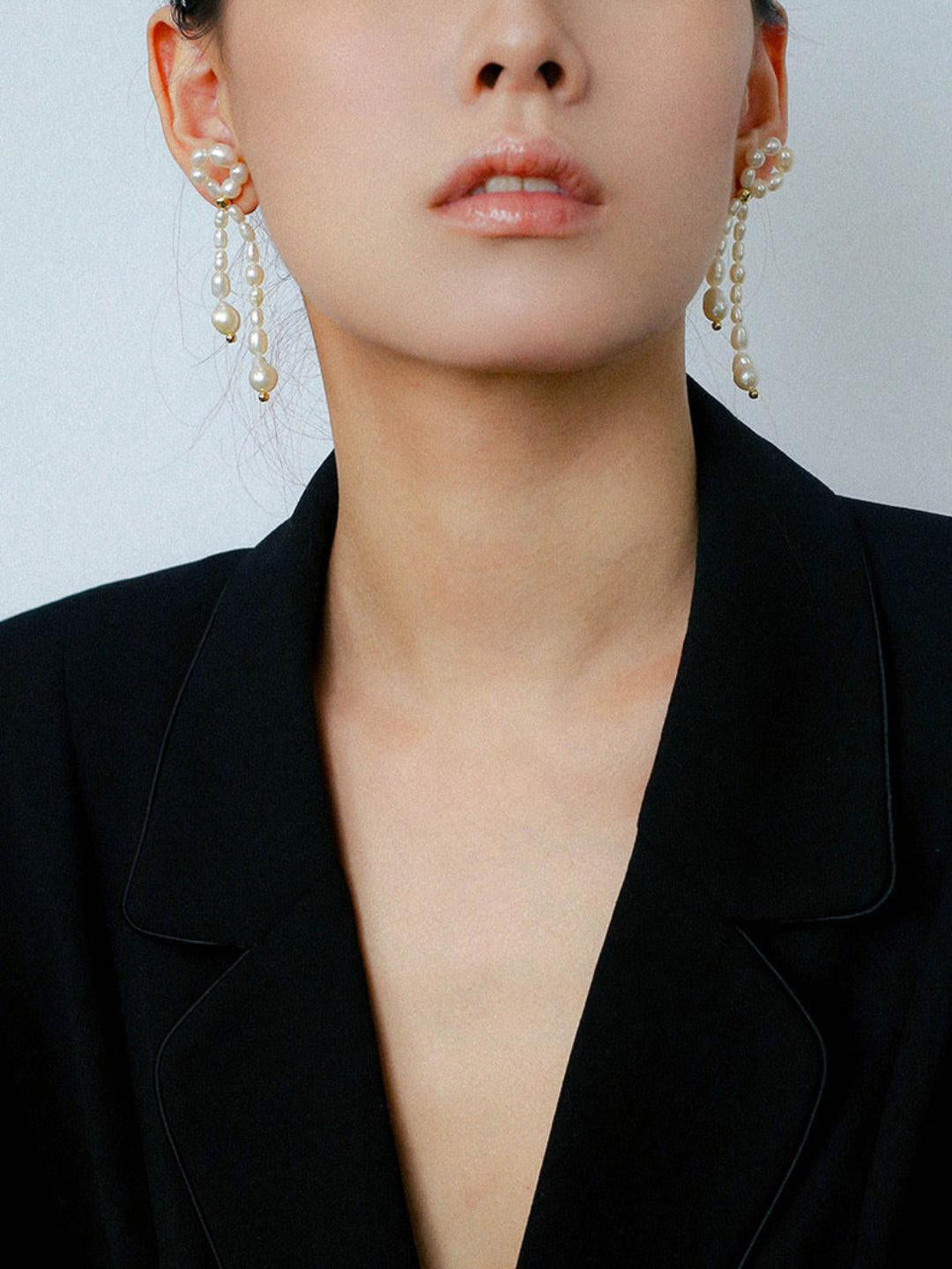 Knotted Natural Pearl Earrings - Gembea Jewelry