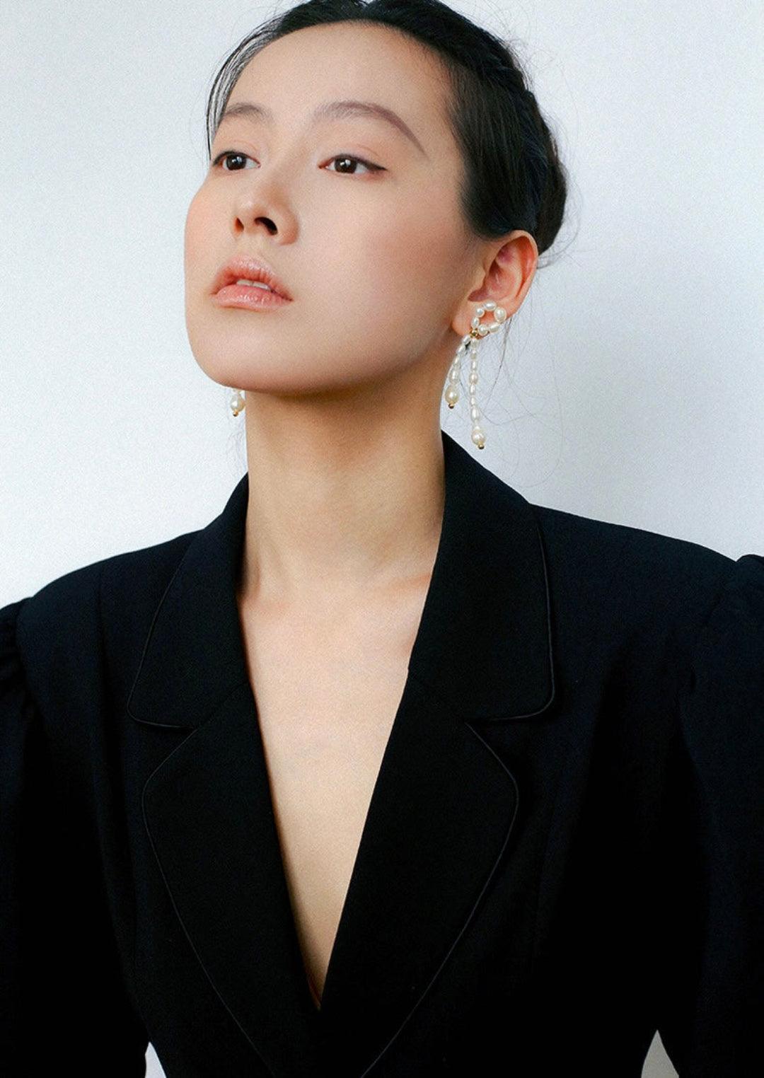 Knotted Natural Pearl Earrings - Gembea Jewelry