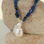 Lapis Lazuli Beaded Baroque Pearl Necklace gembea jewelry