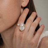 Large Baroque Pearl Open Ring gembea jewelry