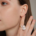 Large Baroque Pearl Open Ring gembea jewelry