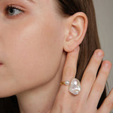 Large Baroque Pearl Open Ring gembea jewelry
