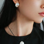 Large Petal Baroque Pearl Stud Earrings-Gembea Jewelry