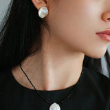 Large Petal Baroque Pearl Stud Earrings-Gembea Jewelry