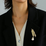 Lava Metal Large Baroque Pearl Brooch gembea jewelry