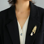 Lava Metal Large Baroque Pearl Brooch gembea jewelry