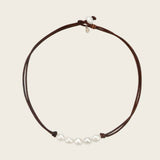 Leather Rope Natural Pearl Choker Necklace gembea jewelry