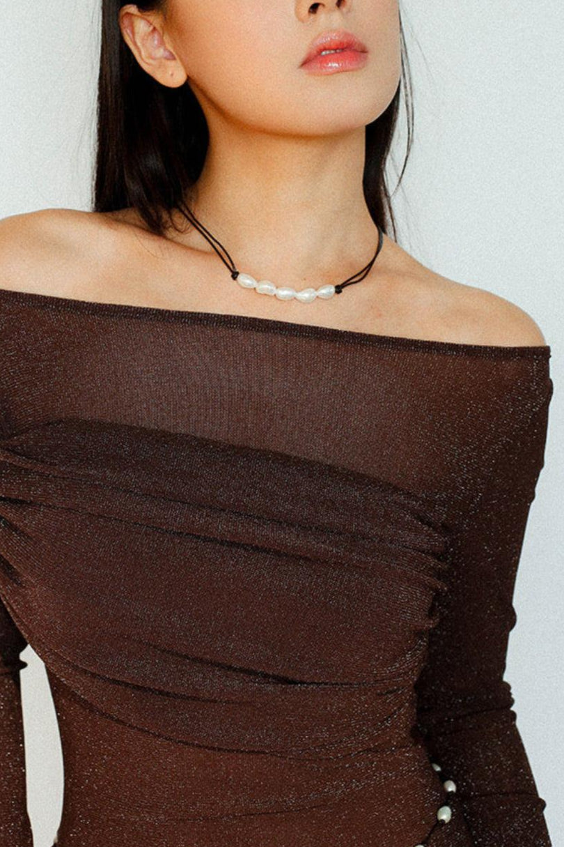 Short Handmade Leather Rope Natural Pearl Necklace - Gembea Jewelry