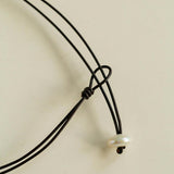 Short Handmade Leather Rope Natural Pearl Necklace - Gembea Jewelry