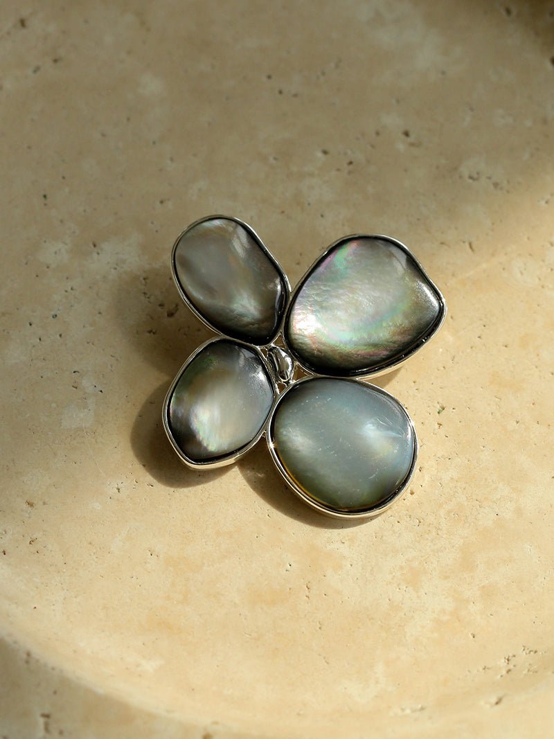 Lilac Blossom Gray Mother of pearl Brooch gembea jewelry